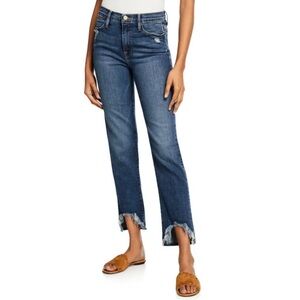 Frame Denim High Rise Straight Curve Hem Jeans